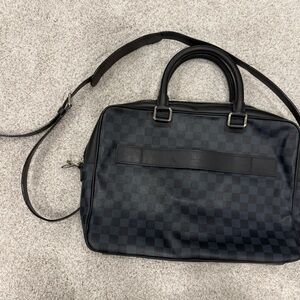 Louis Vuitton Navy Checkered Briefcase/laptop Bag